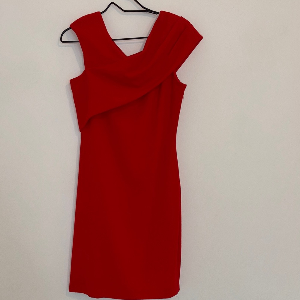 Badgley Mischka One Shoulder Red Dress